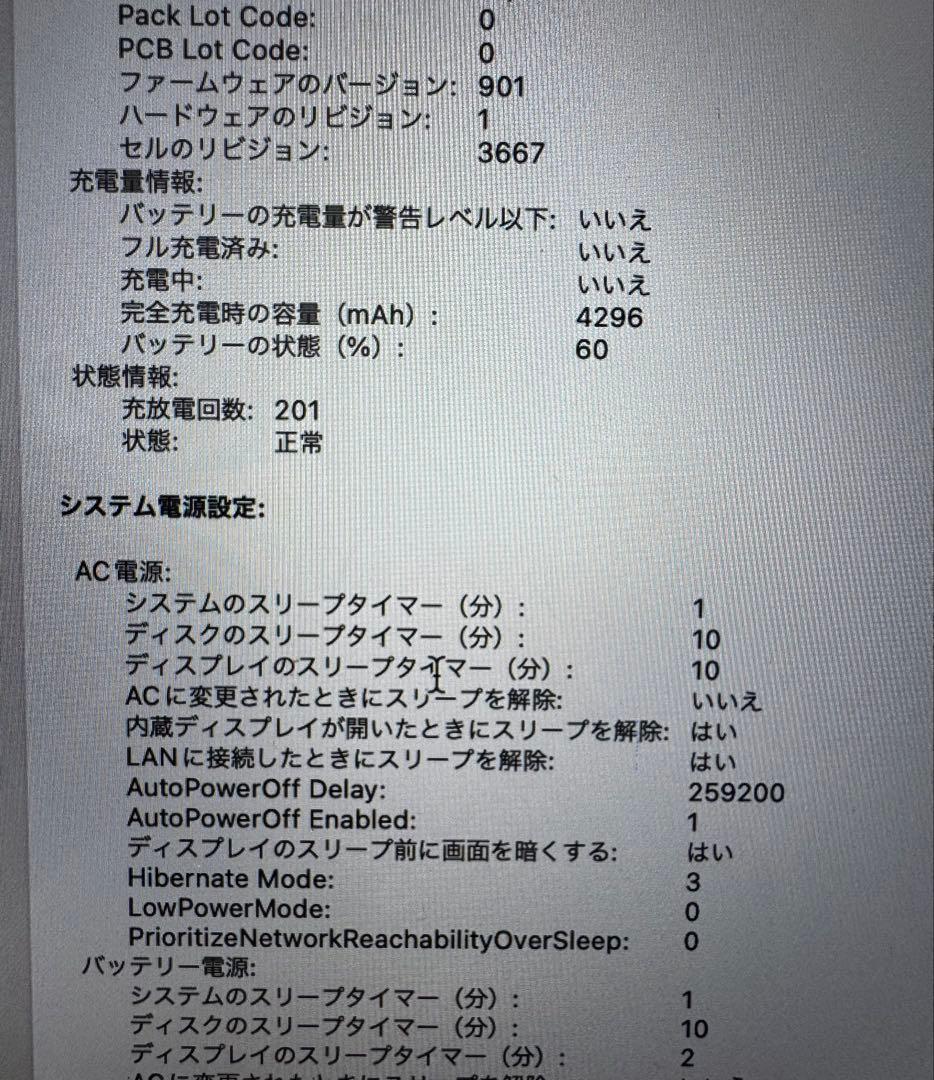 Macbook Pro 13 inch 2017 8G 256G バッテリー正常