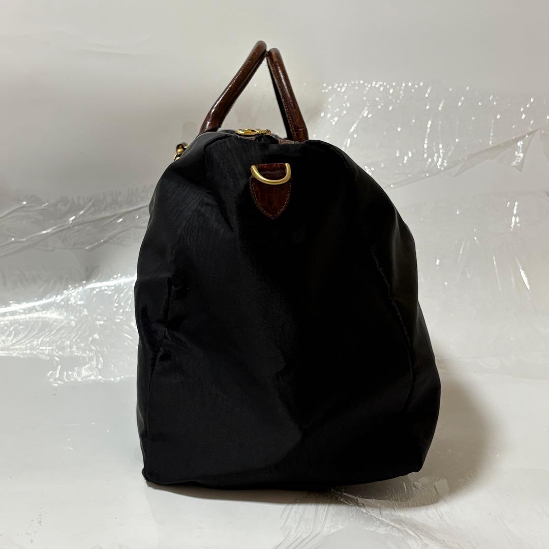 【美品】BALENCIAGA クロコダイル ボストンバッグ　ブラック