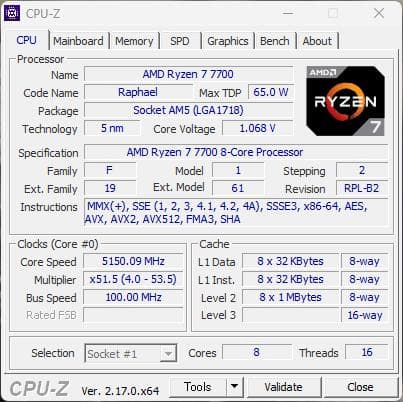 【動作品】Ryzen 7 7700【使用6ヶ月】