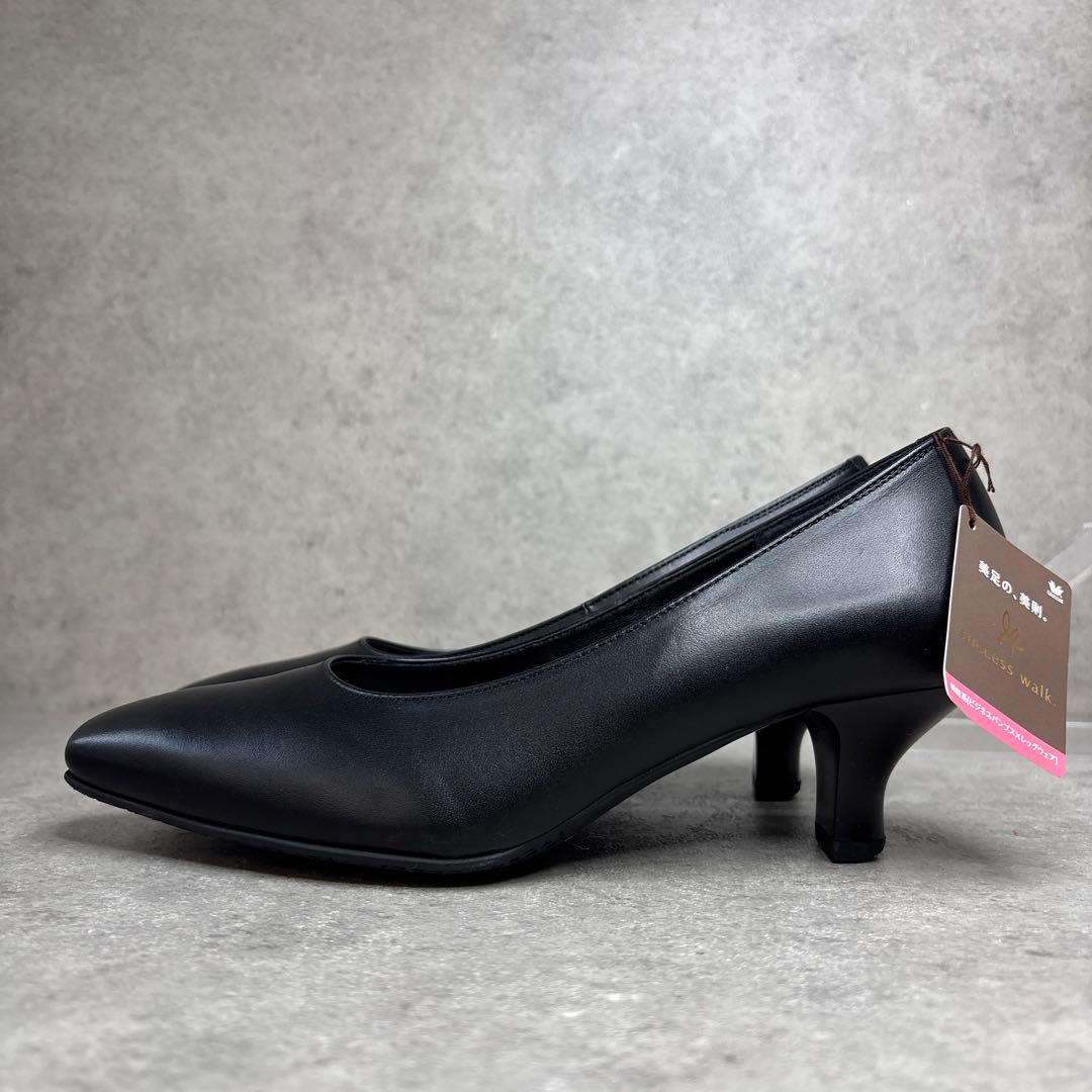 新品タグ付！wacoal success walk レザーパンプス23 黒