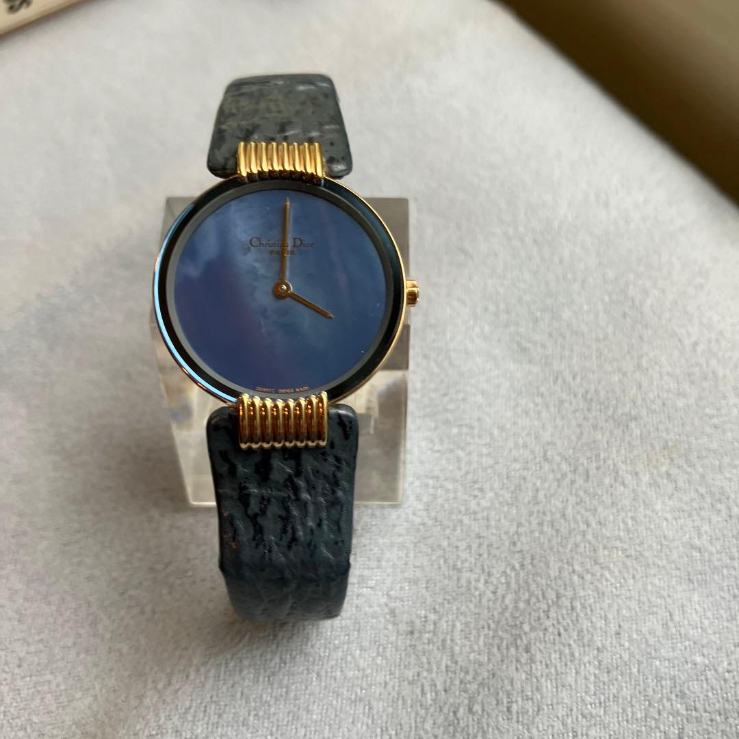 クリスチャンディオール　バギラ腕時計　レディース　希少　シェルフェイス　ブルー