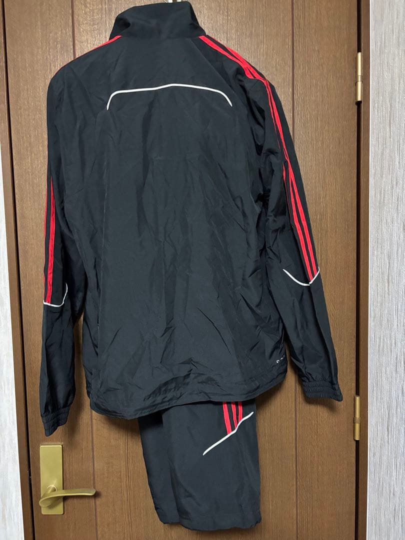 adidasライト.ウインドブレーカーO上下セットG35832黒x赤x白.未使用