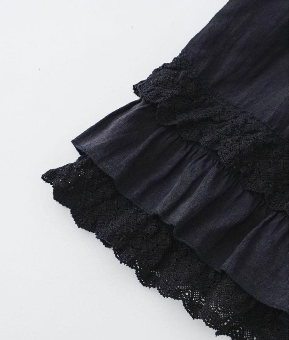 nest Robe リネンレースヘムキャミソール　ネイビー