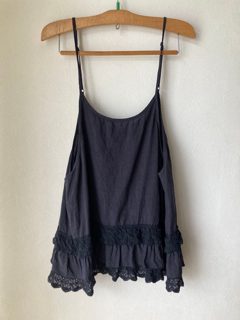 nest Robe リネンレースヘムキャミソール　ネイビー