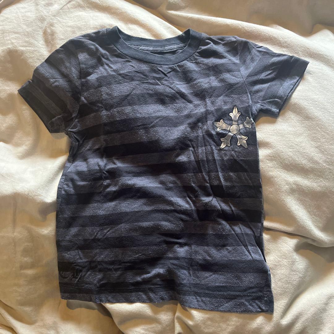 クロムハーツ　ダークグレー ストライプ Tシャツ　※A22