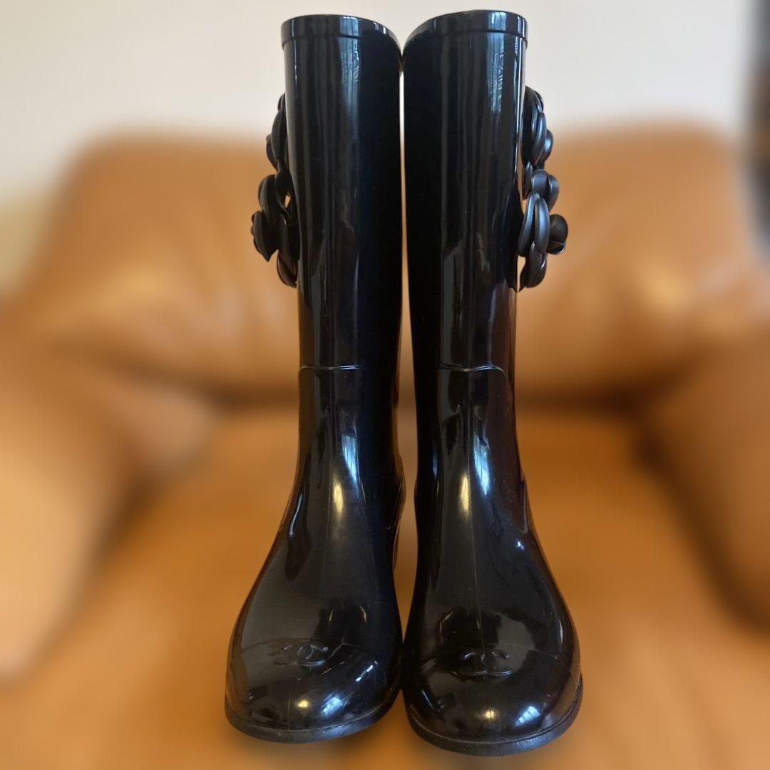CHANELカメリアレインブーツブラック37⭐︎お値下げ