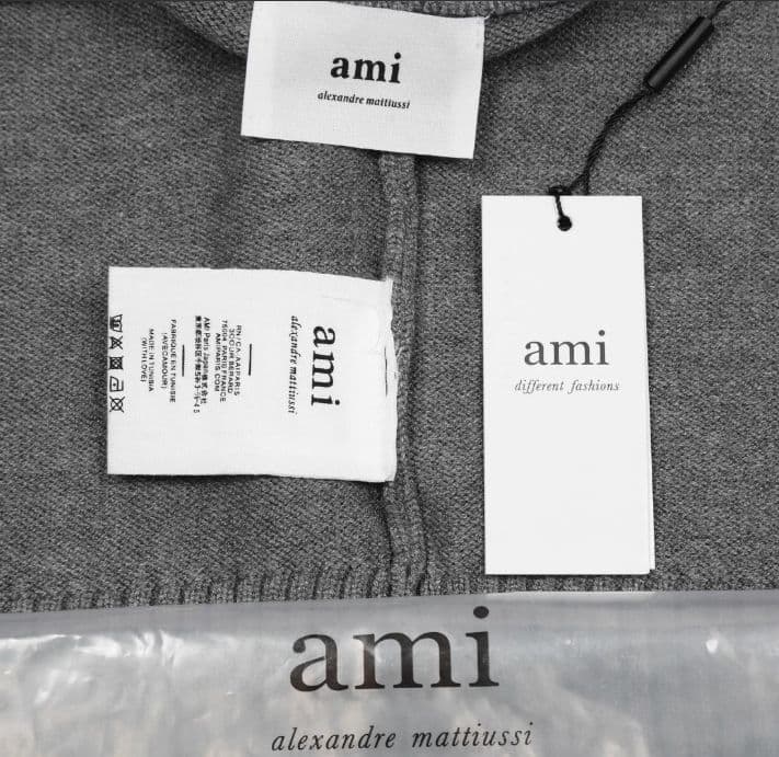 AMI PARIS グレー カーディガン ハート刺繍 男女兼用 M