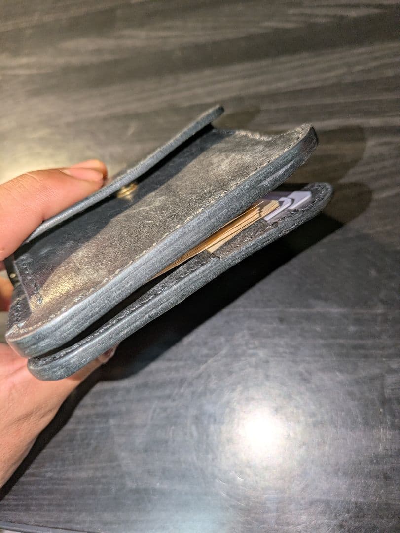 イタリアンレザー マネークリップ式 コンパクト財布 ウォレット 本革 総手縫い