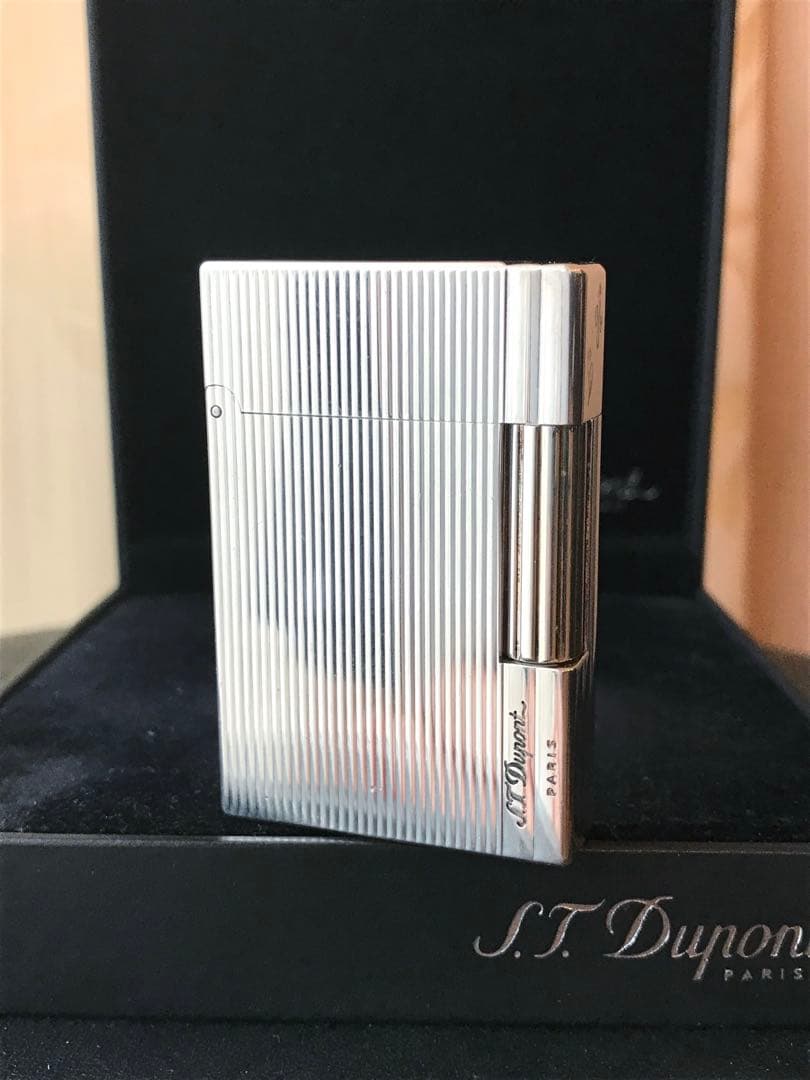 ゆゆ様　開閉音あり　超快音キーーン　デュポン　ガスライター　シルバー　ライン２s