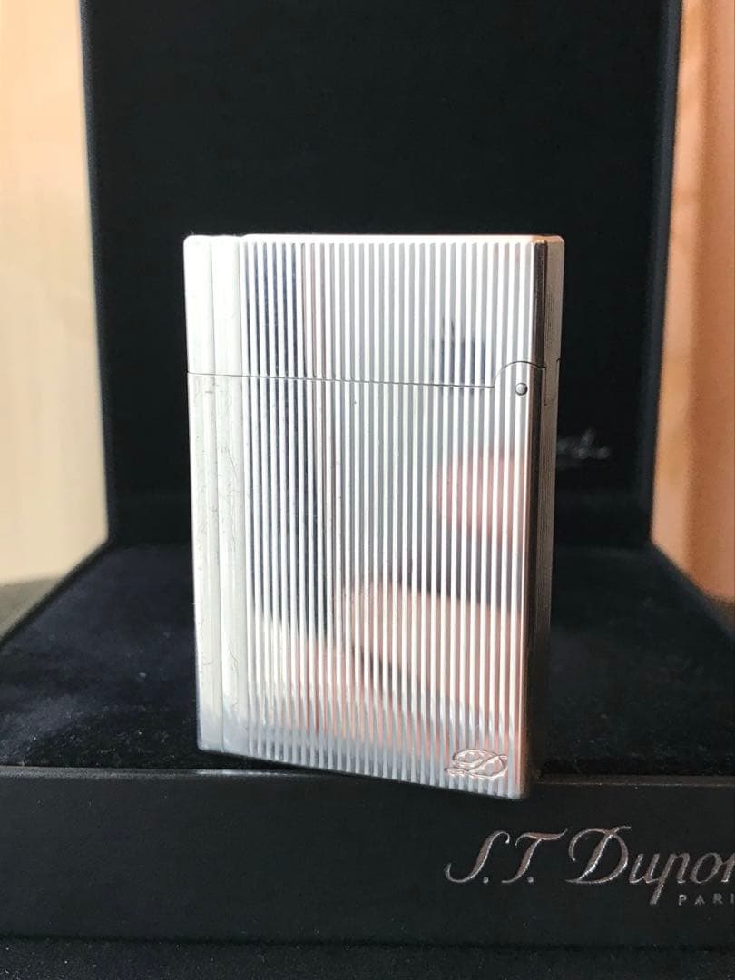 ゆゆ様　開閉音あり　超快音キーーン　デュポン　ガスライター　シルバー　ライン２s