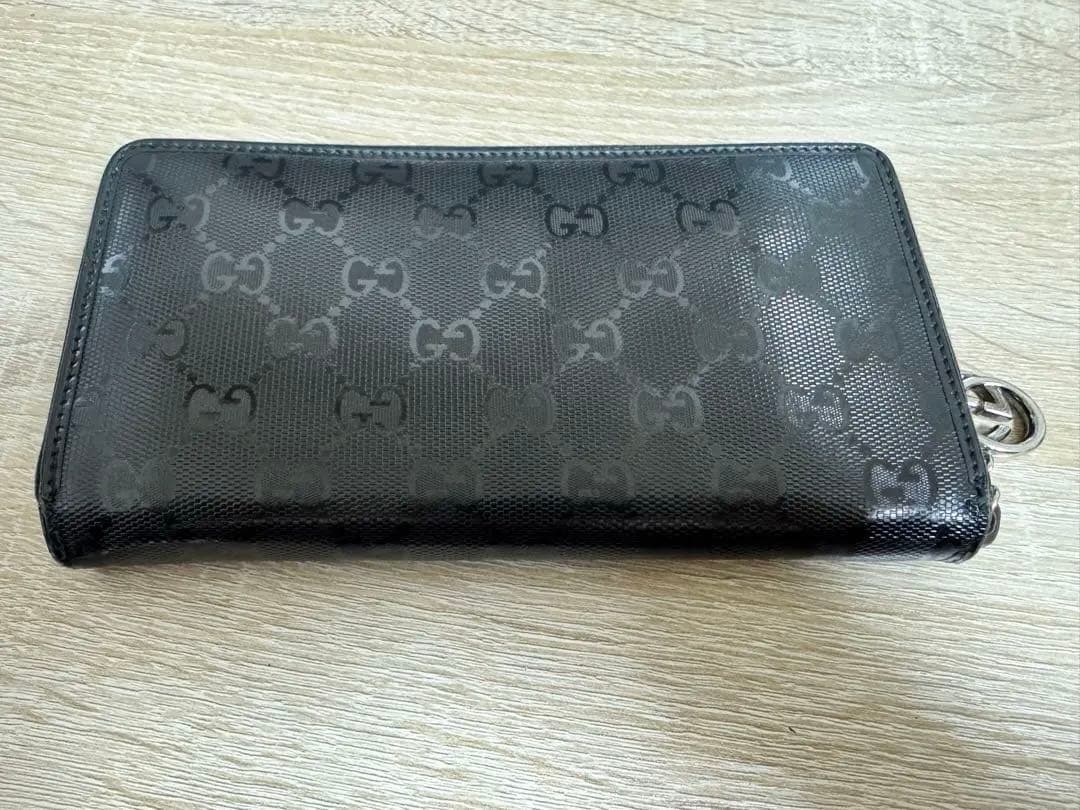 SyouGUCCI グッチ ラウンドファスナー 長財布 レザー ブラッ