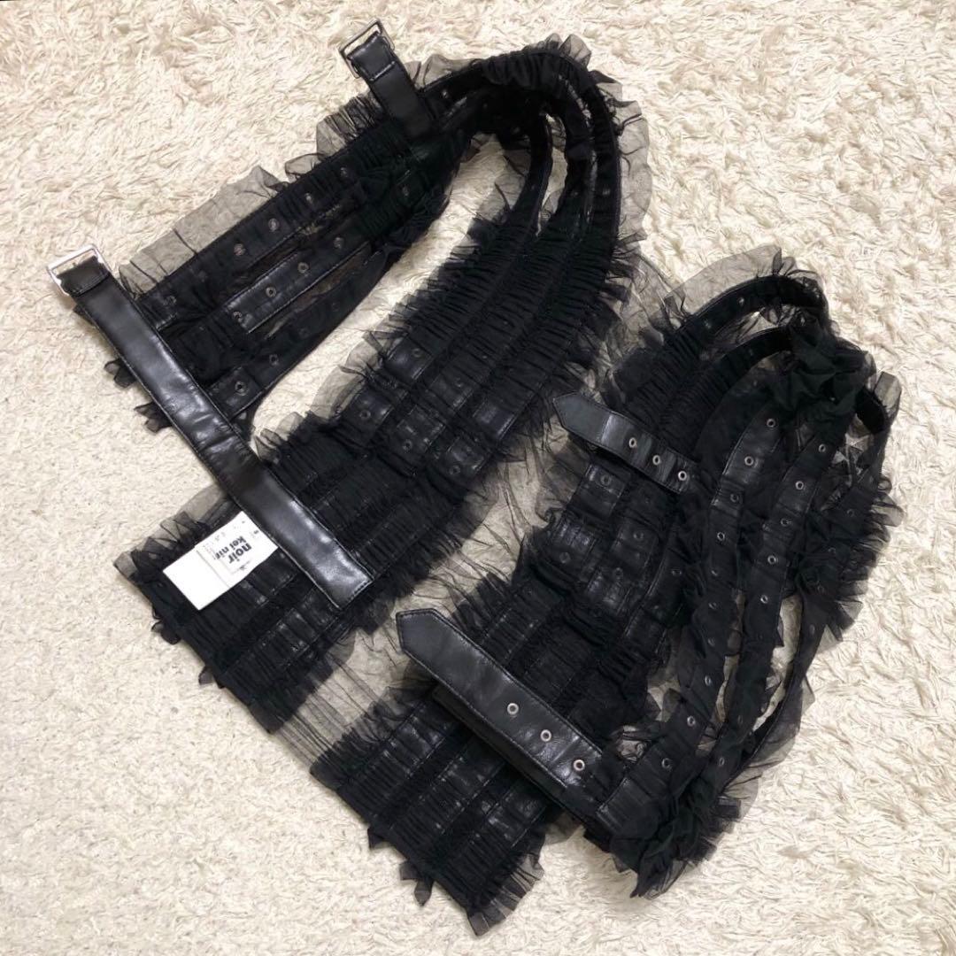 ノワールケイニノミヤ 革レースフリルハーネス Sサイズ　黒