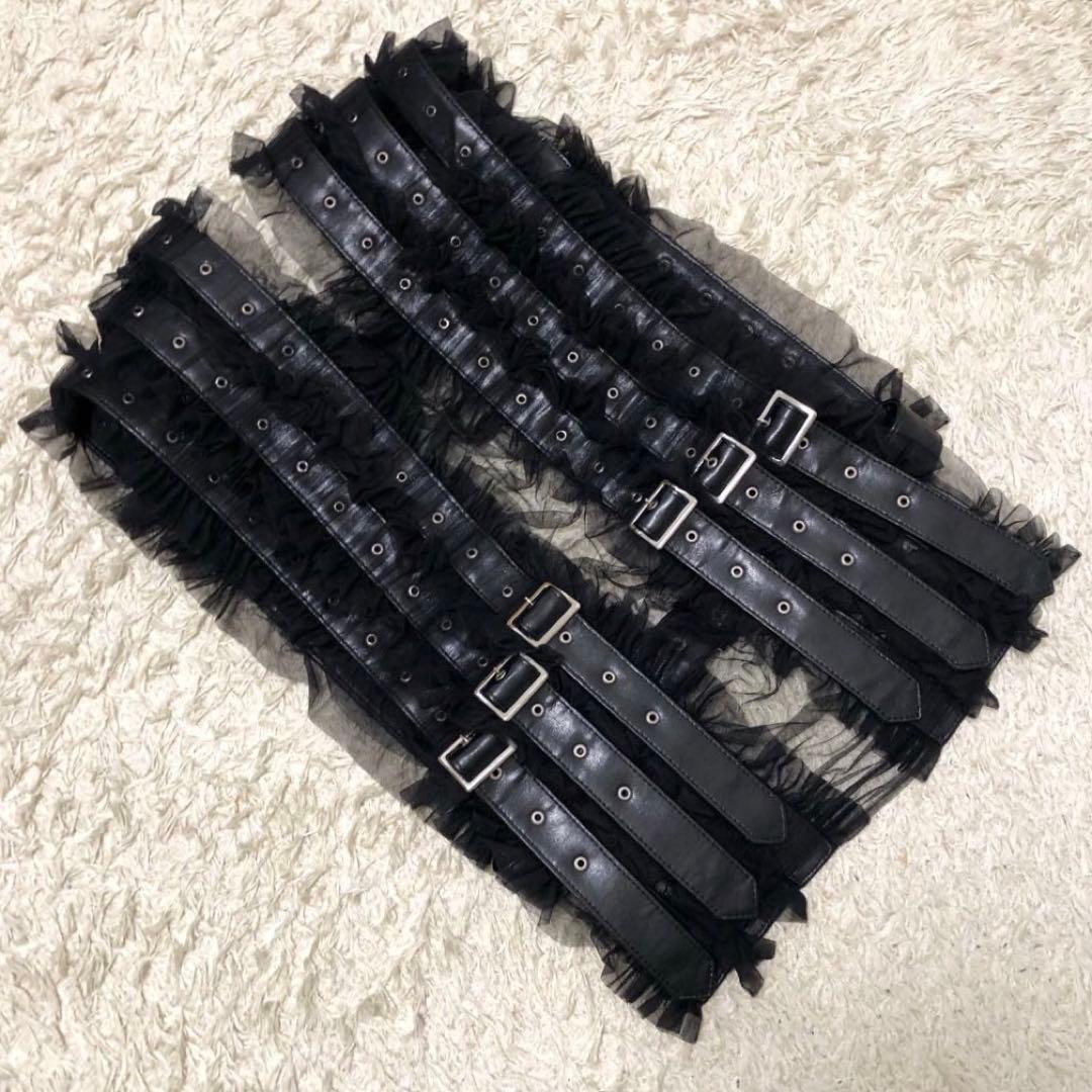 ノワールケイニノミヤ 革レースフリルハーネス Sサイズ　黒