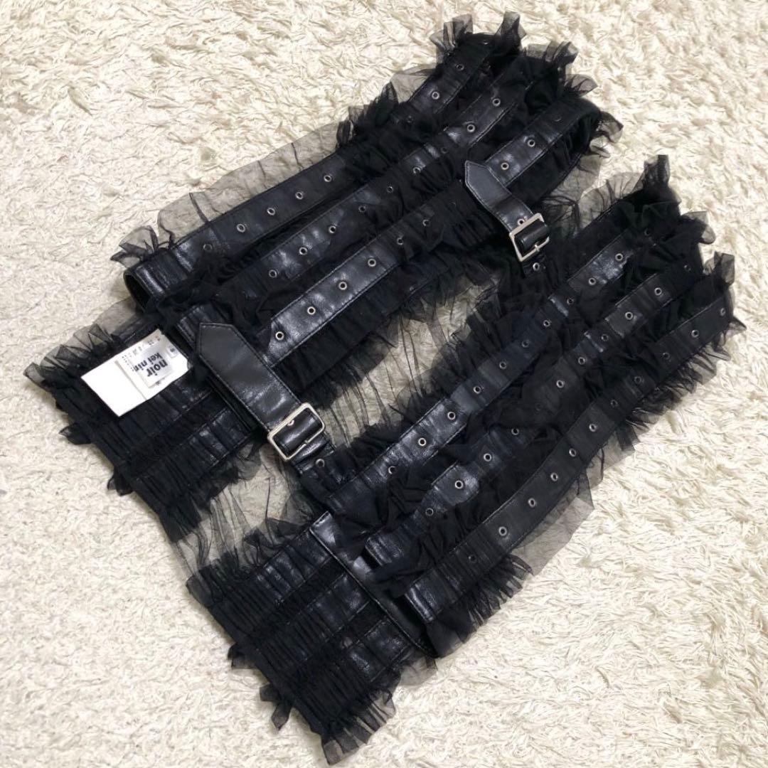 ノワールケイニノミヤ 革レースフリルハーネス Sサイズ　黒
