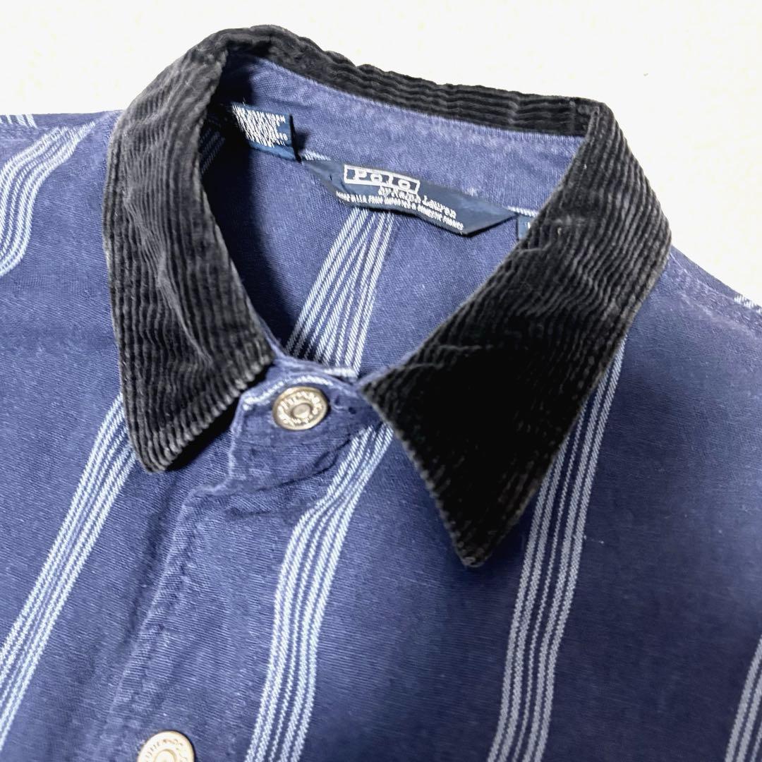 90's ポロラルフローレンUSA製デニムハンティングジャケット コーデュロイ襟