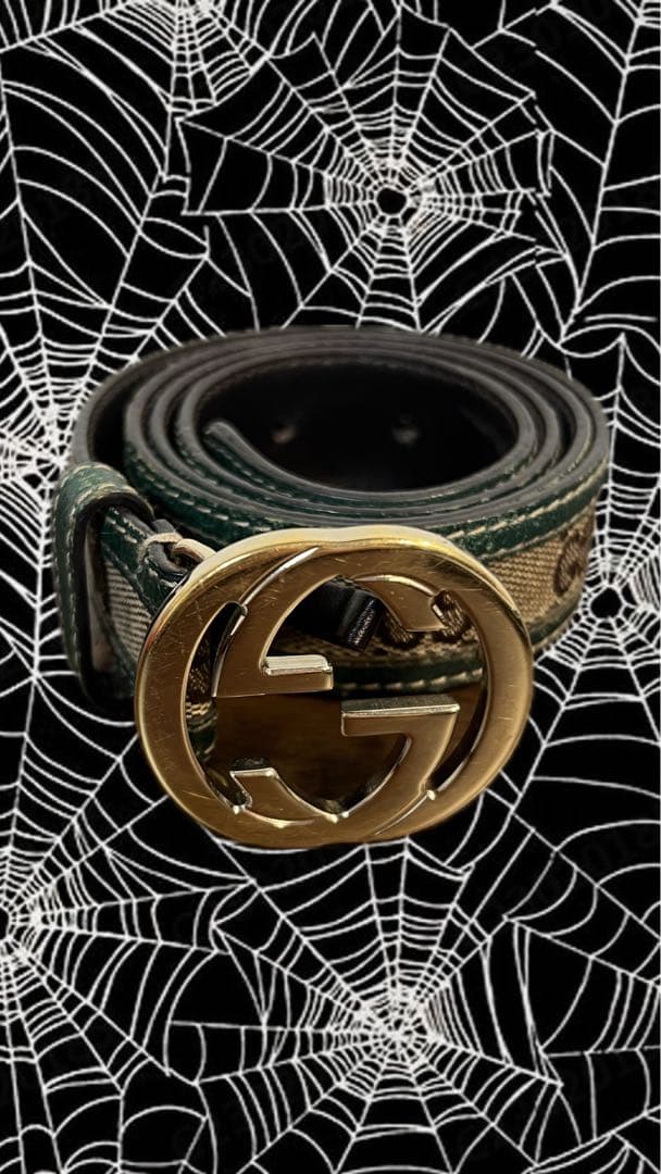 GUCCI GGロゴ　 グッチ　ベルト　ダークグリーン　箱付き