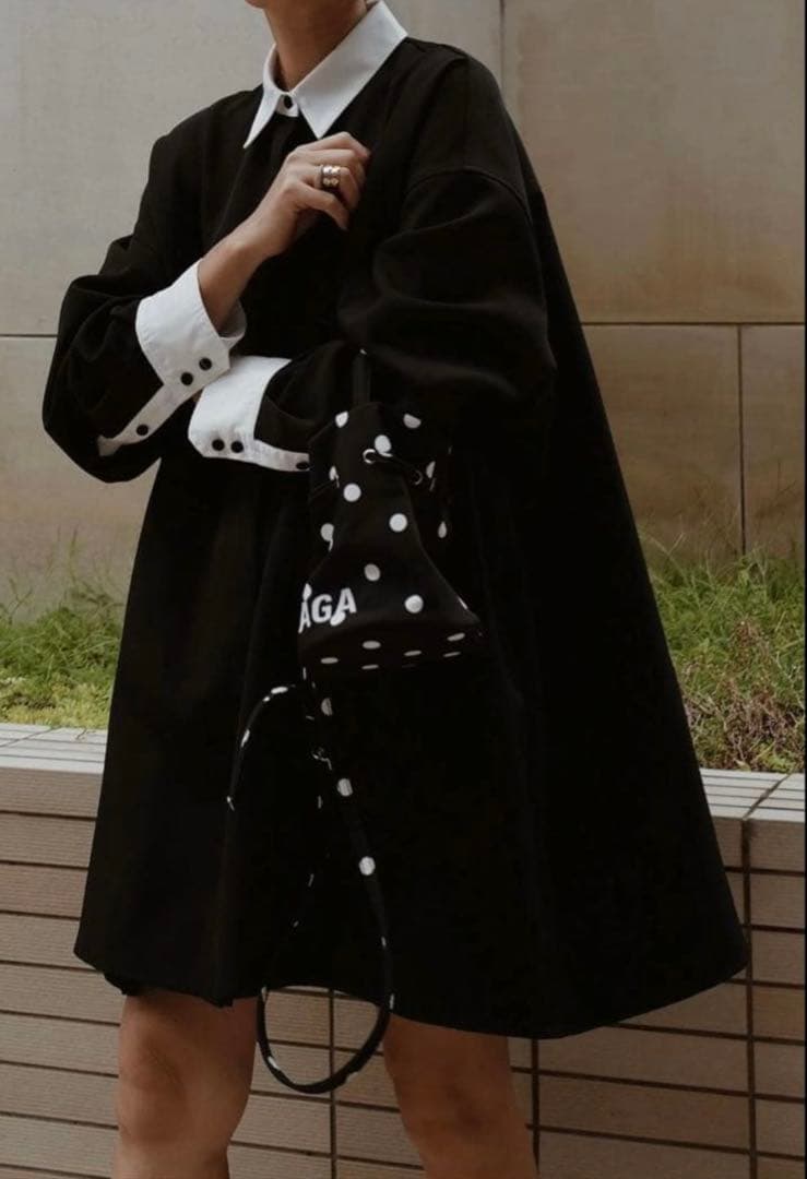 美品 machatt マチャット ダブルクロスバイカラードレス ブラック 正規品