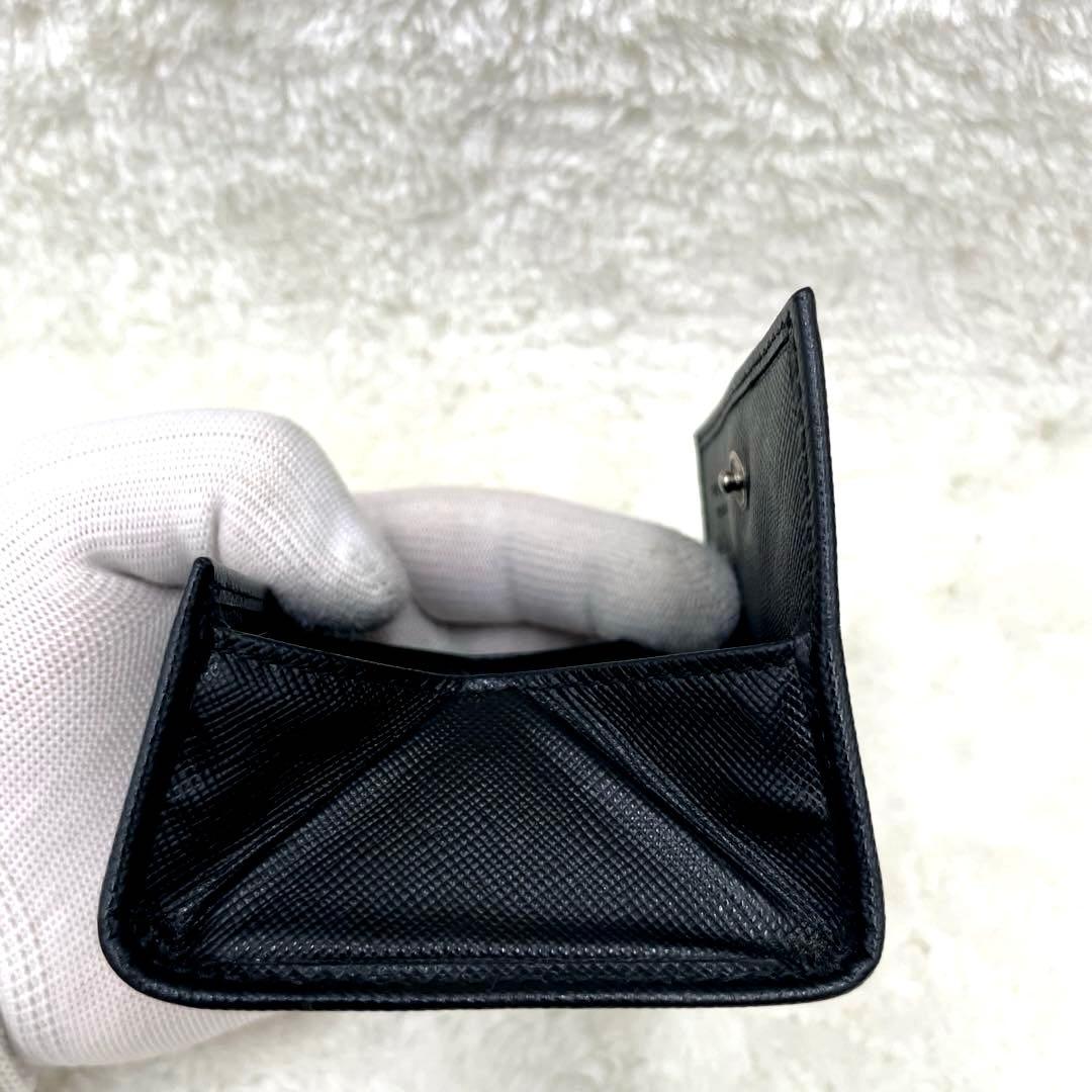 美品 PRADA プラダ ケース 三角ロゴ サフィアーノ レザー ブラック