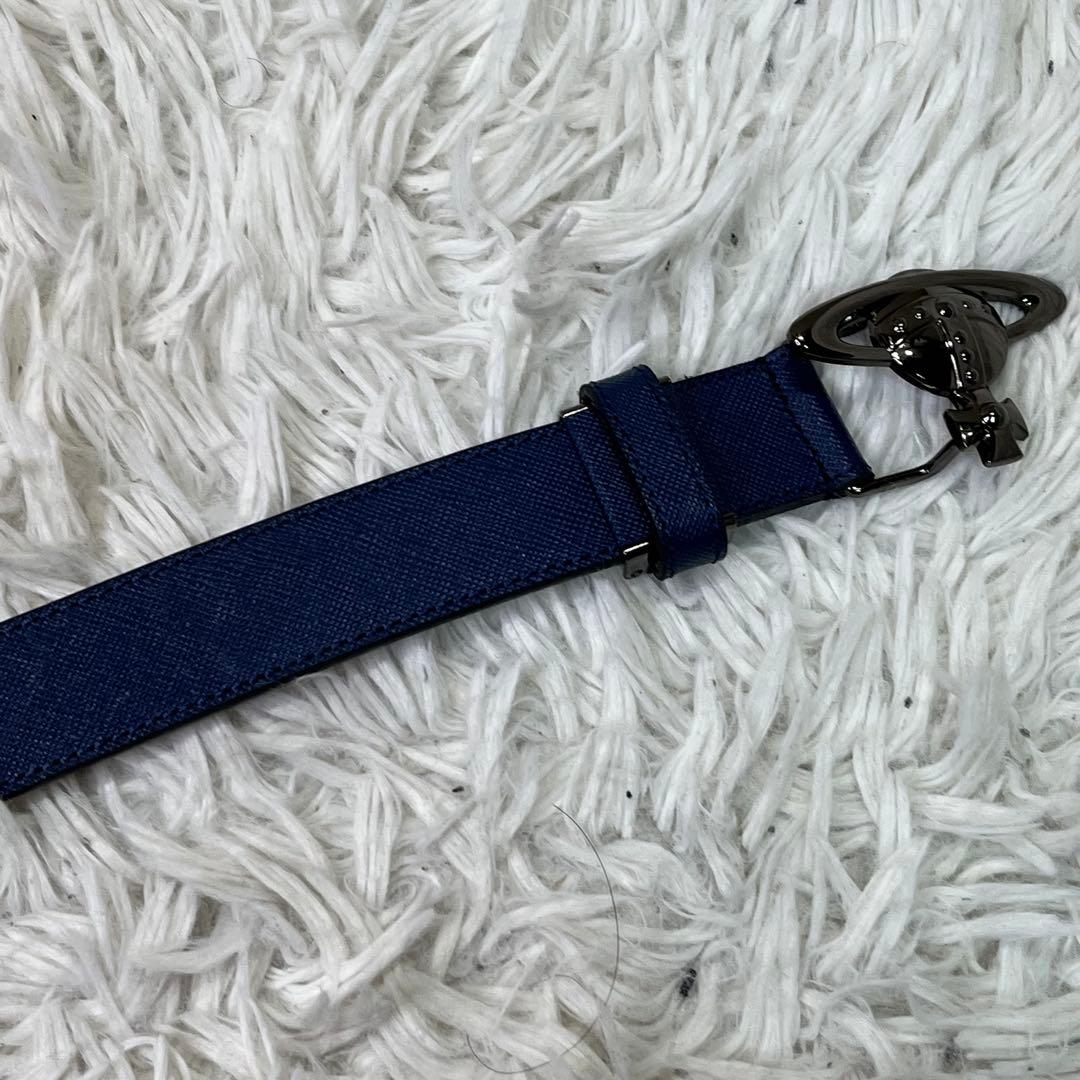 美品✨ヴィヴィアンウエストウッド　オーブロゴ　ベルト　レザー　ネイビー