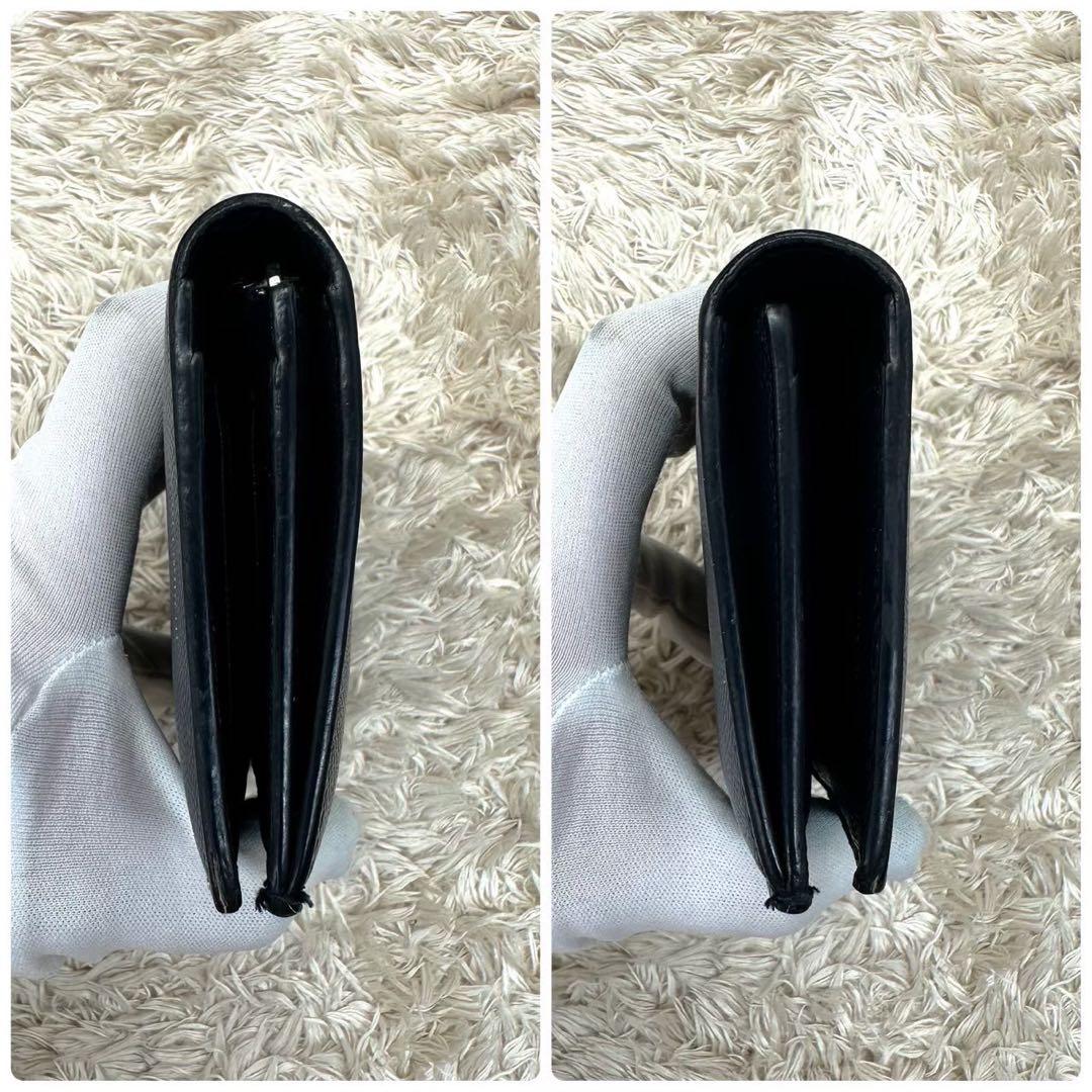 【美品】サンローラン 長財布 二つ折り財布 ブラック キャビアスキン メンズ