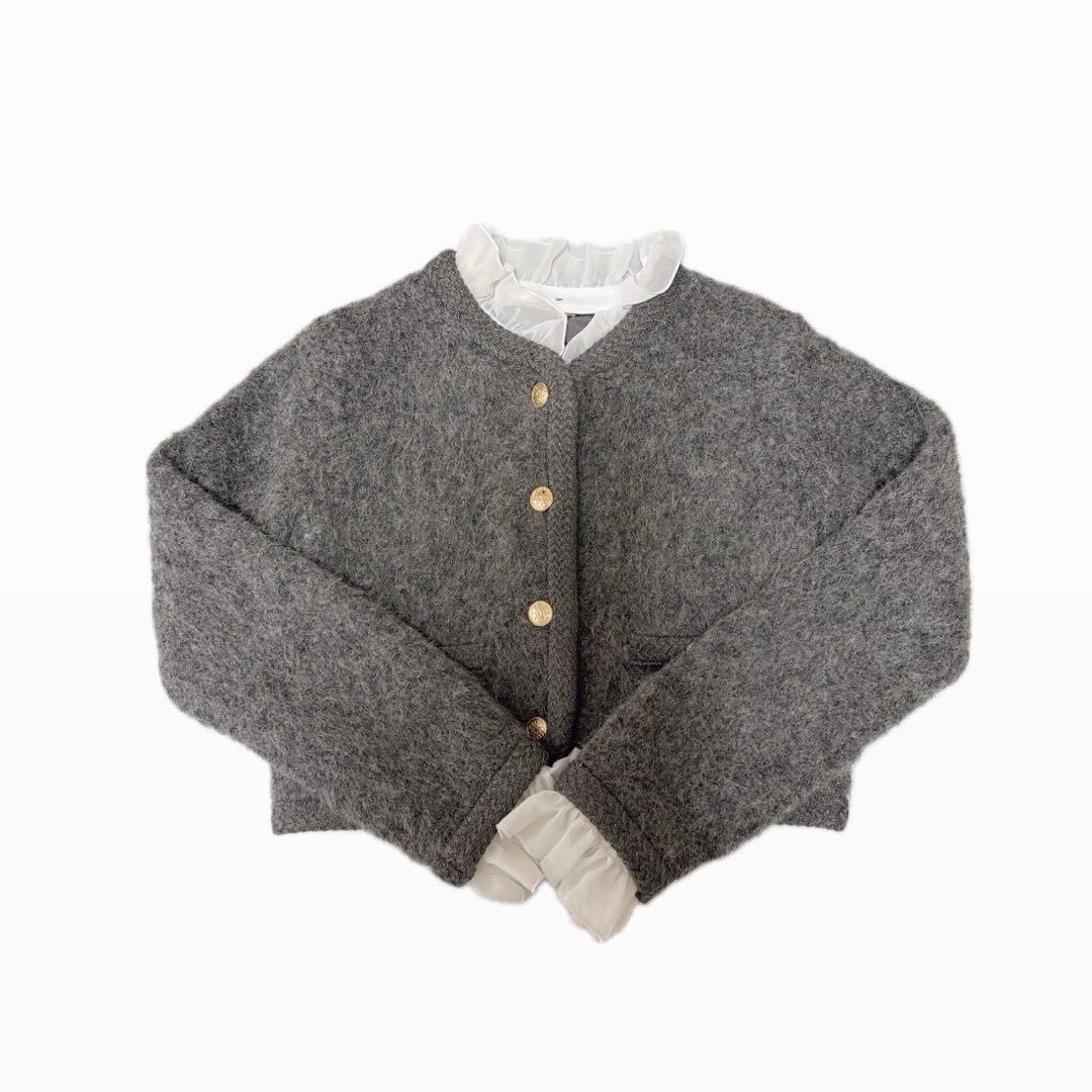 SNIDEL ファーライクフリルニットジャケット