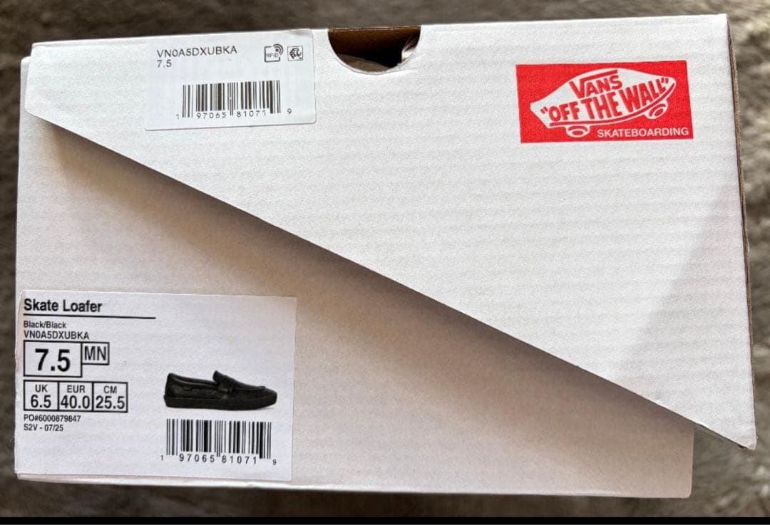 靴 VANS Skate Loafer Black Leather 25.5