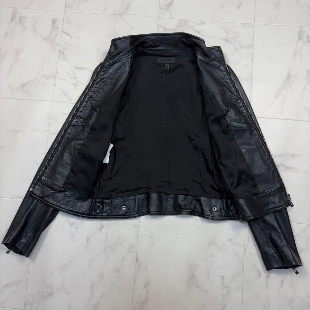 iCB シングル ライダース ジャケット　羊革 9 黒　スタンドカラー