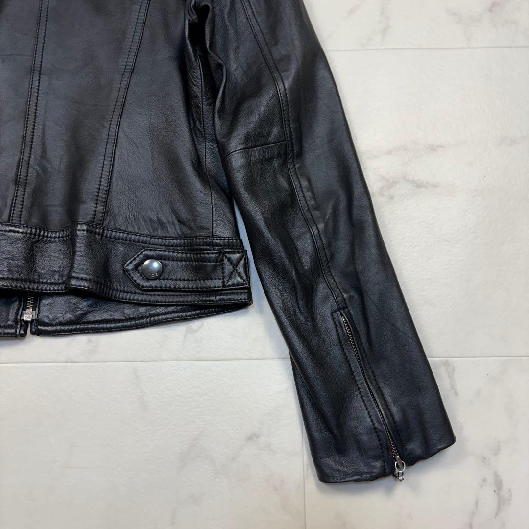 iCB シングル ライダース ジャケット　羊革 9 黒　スタンドカラー