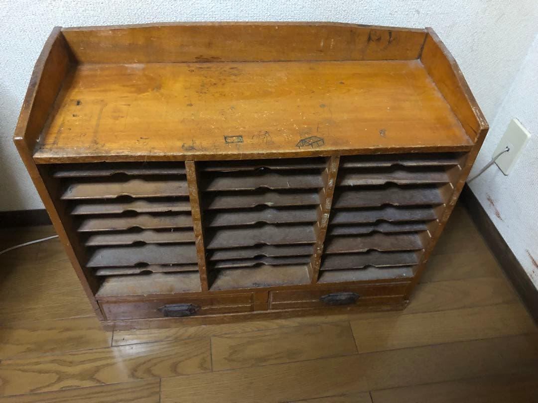 t*i様 ヴィンテージ 木製 書類棚 カルテ棚 仕切り棚 レトロ パソコン台アン