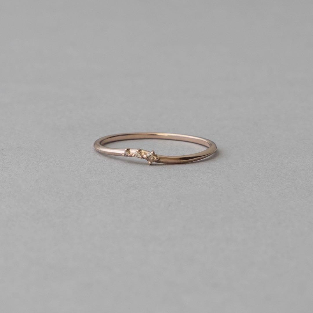 ete K10MPG レイヤード ブラウンダイヤモンド リング 9号