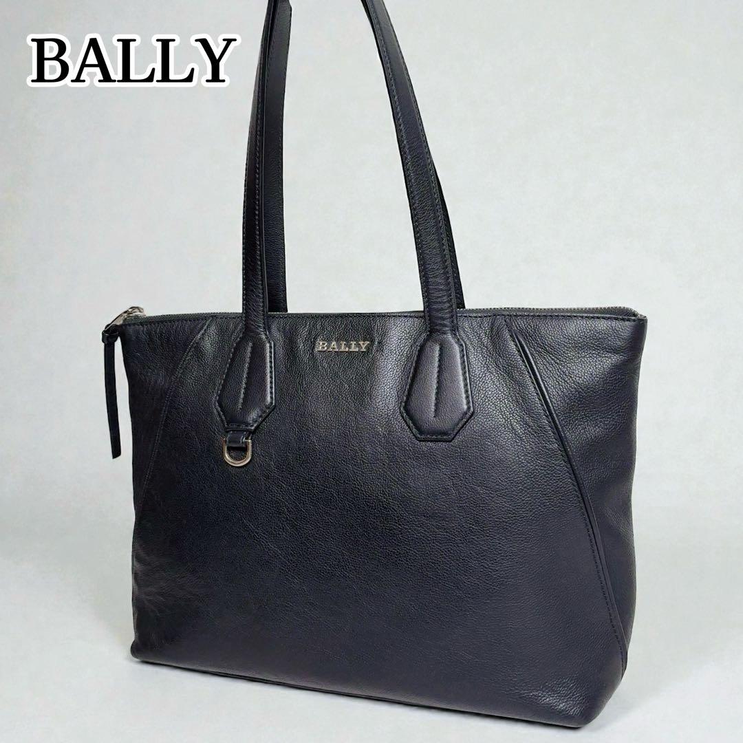 BALLY トートバッグ レザー 黒 シボ革 A4 肩掛 ゴールド 通勤 スーツ