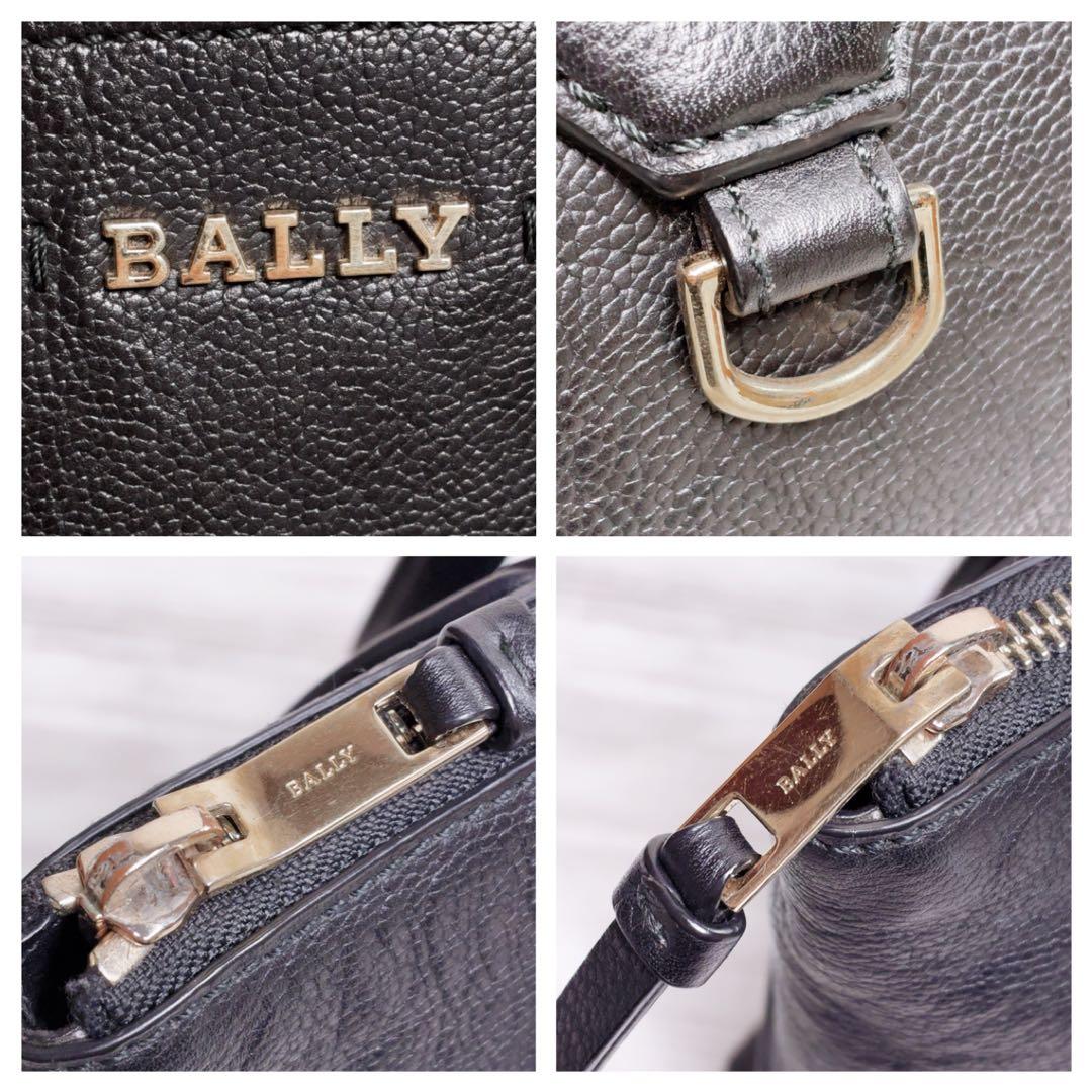 BALLY トートバッグ レザー 黒 シボ革 A4 肩掛 ゴールド 通勤 スーツ