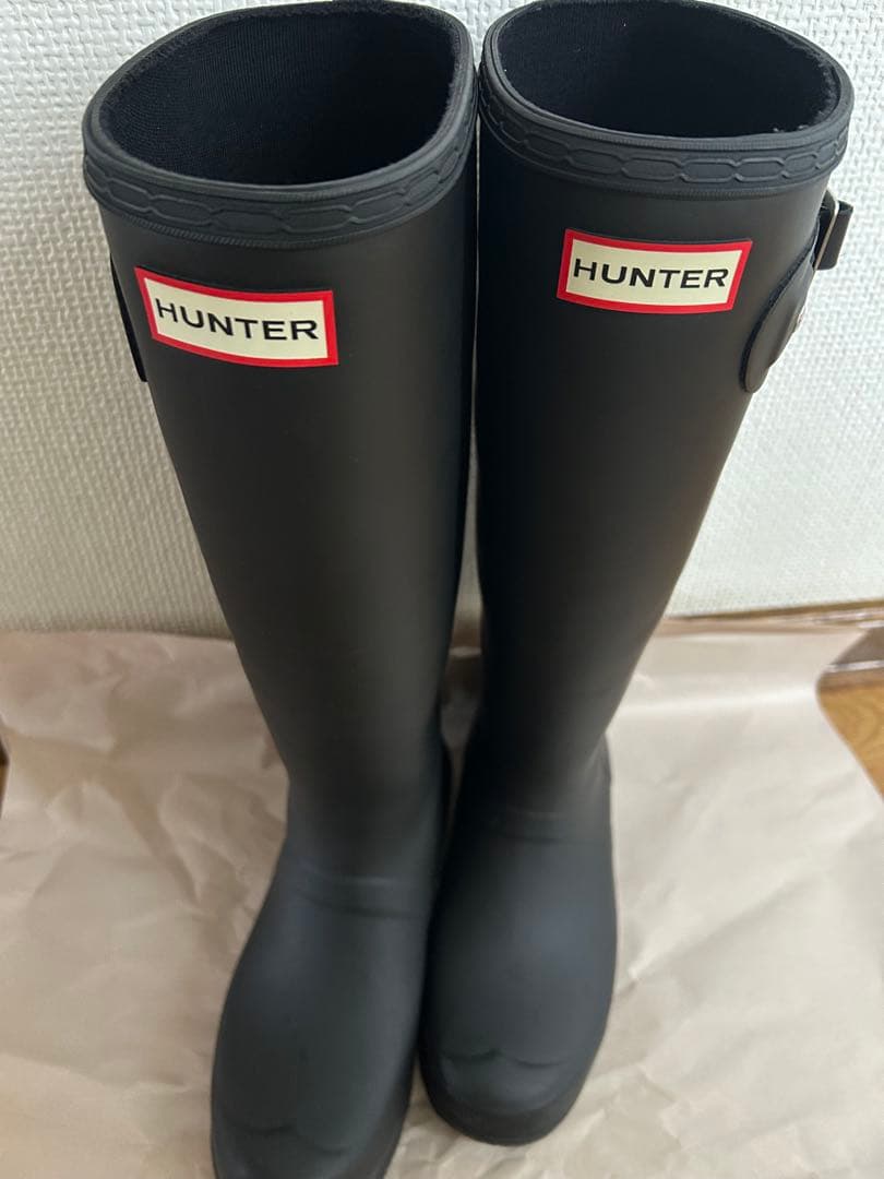 HUNTER ブラック ロングレインブーツ　US6 23cm 箱有り