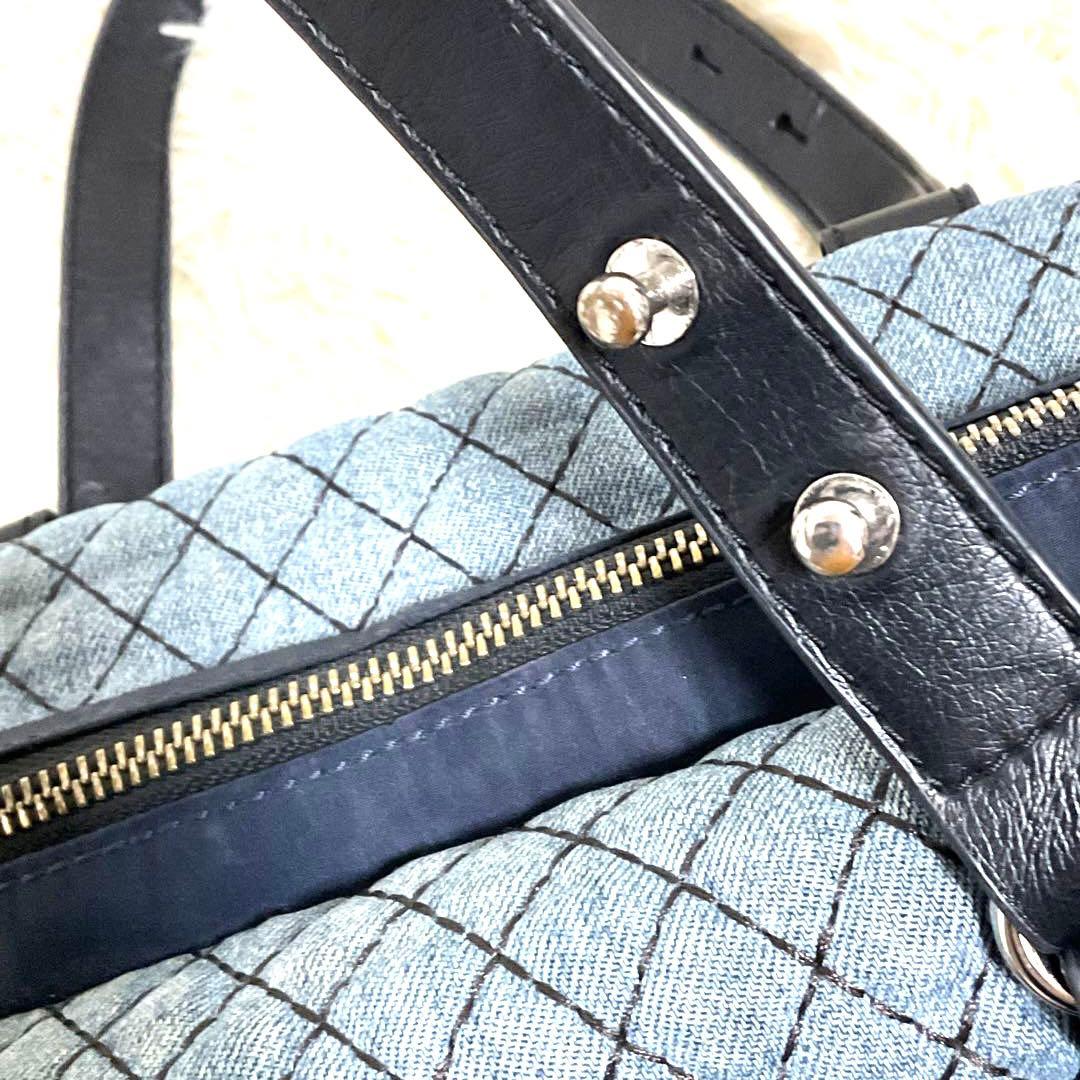 ♯318 DIESEL ディーゼル ボストンバッグハンドバッグデニム生地 レザー