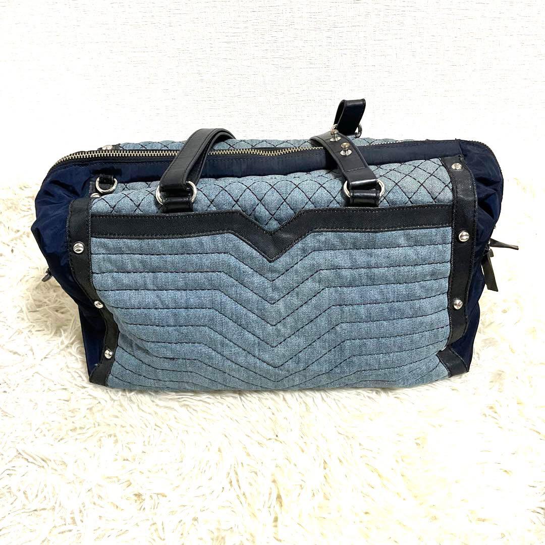 ♯318 DIESEL ディーゼル ボストンバッグハンドバッグデニム生地 レザー