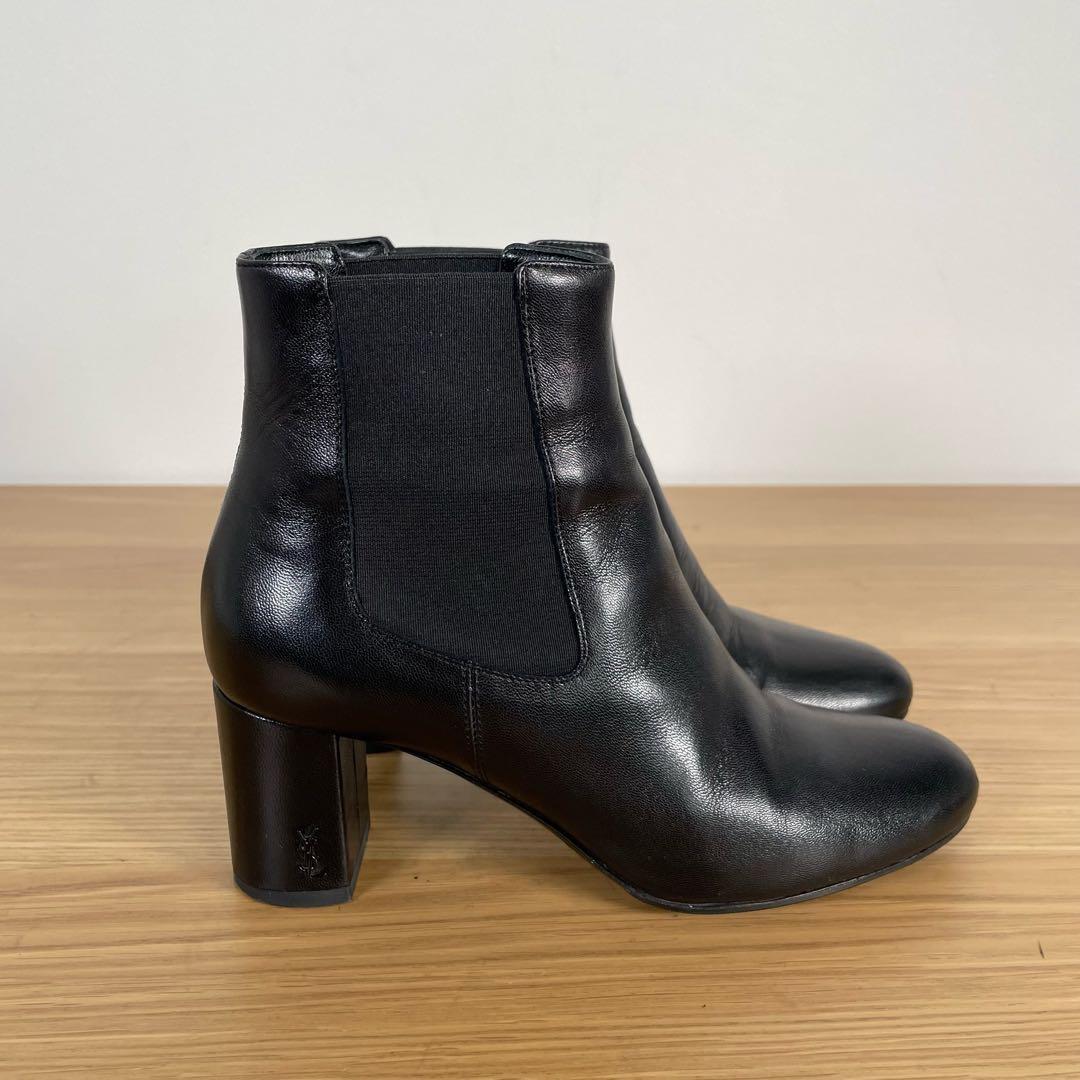 サンローラン　サイドゴアアンクルブーツ　レザー　ブラック　34.5