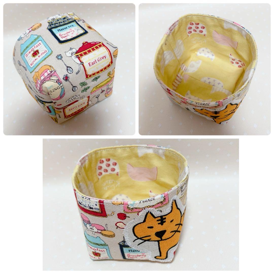 猫Love。 布バスケット スリムなペンケース ラウンドポーチ