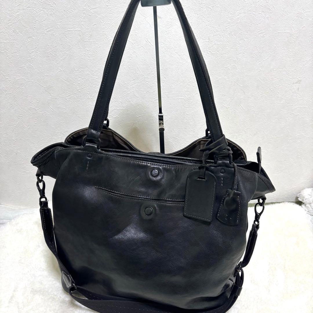 【希少】アニアリ　トートバッグ　ビジネスバッグ　レザー　ブラック　大容量