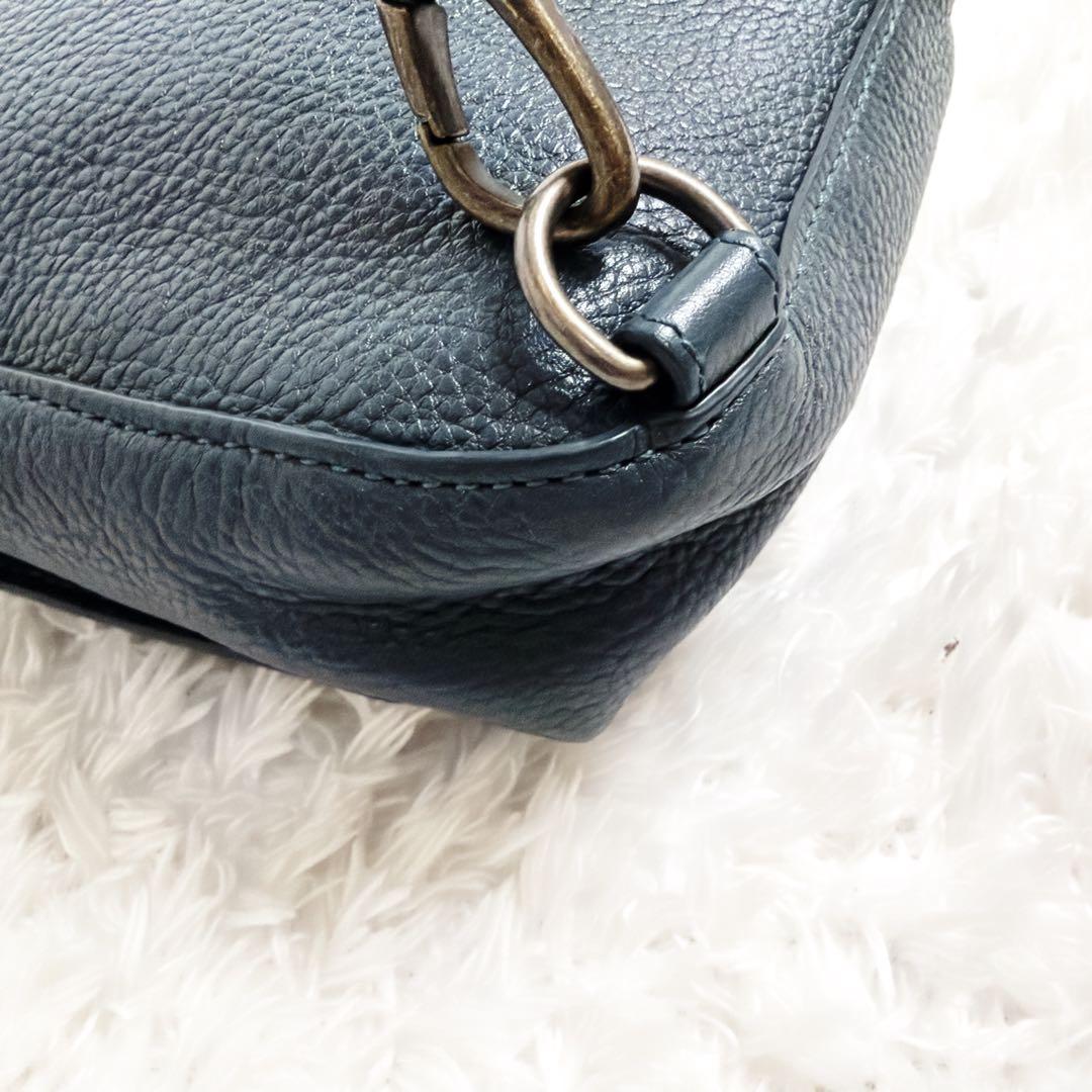 マザーハウス カゼマトウ ボディバッグ レザー ネイビーグリーン