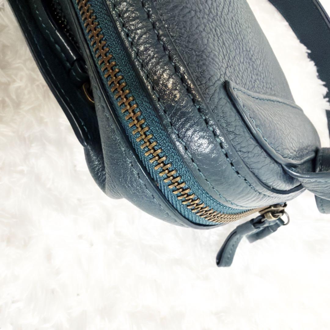 マザーハウス カゼマトウ ボディバッグ レザー ネイビーグリーン