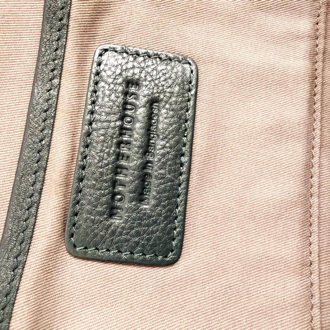 マザーハウス カゼマトウ ボディバッグ レザー ネイビーグリーン