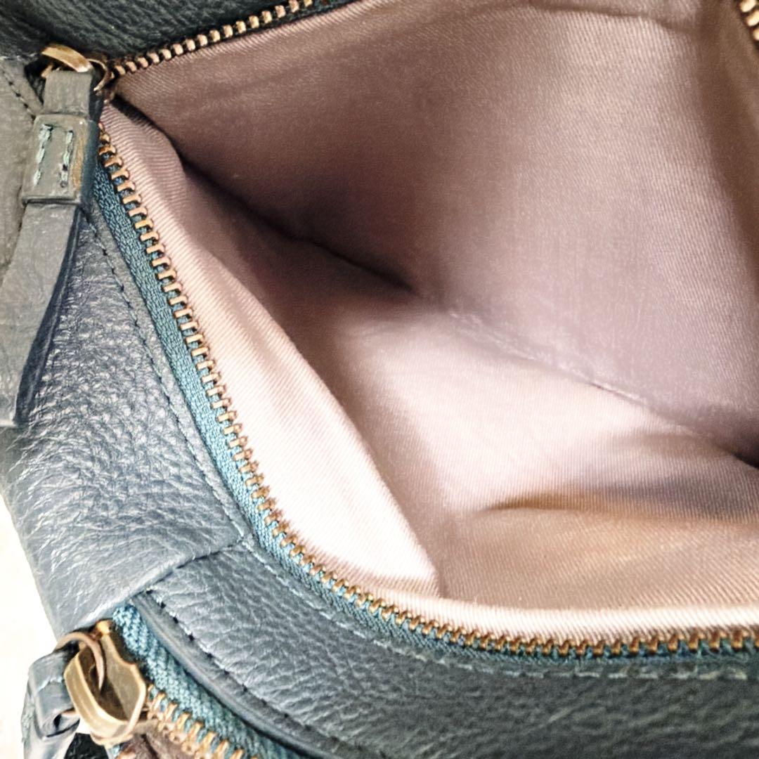 マザーハウス カゼマトウ ボディバッグ レザー ネイビーグリーン