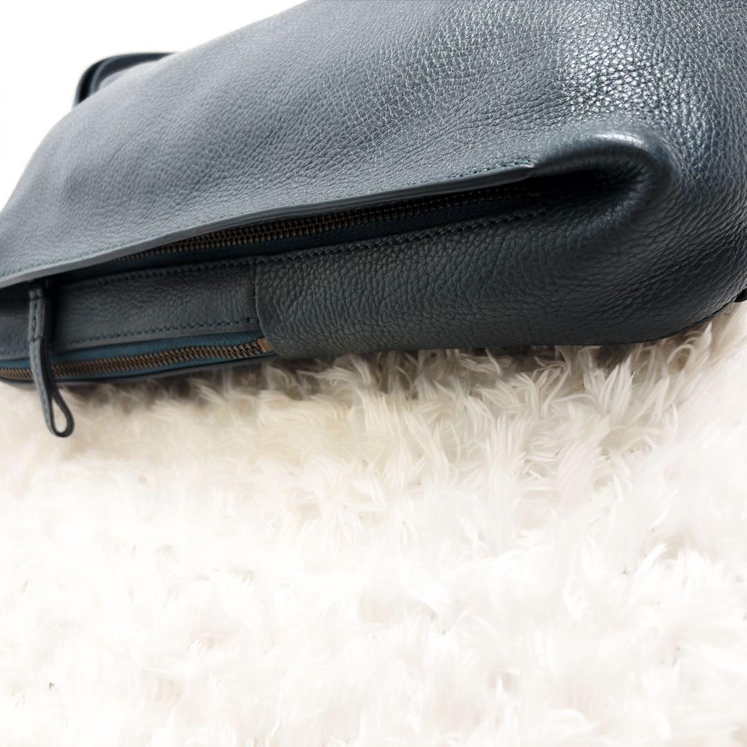 マザーハウス カゼマトウ ボディバッグ レザー ネイビーグリーン