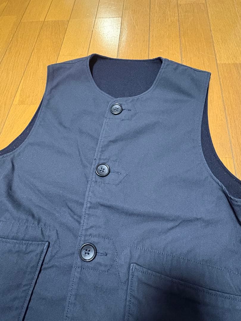 エンジニアドガーメンツ オーバーベスト リバーシブルベスト ネイビー Sサイズ