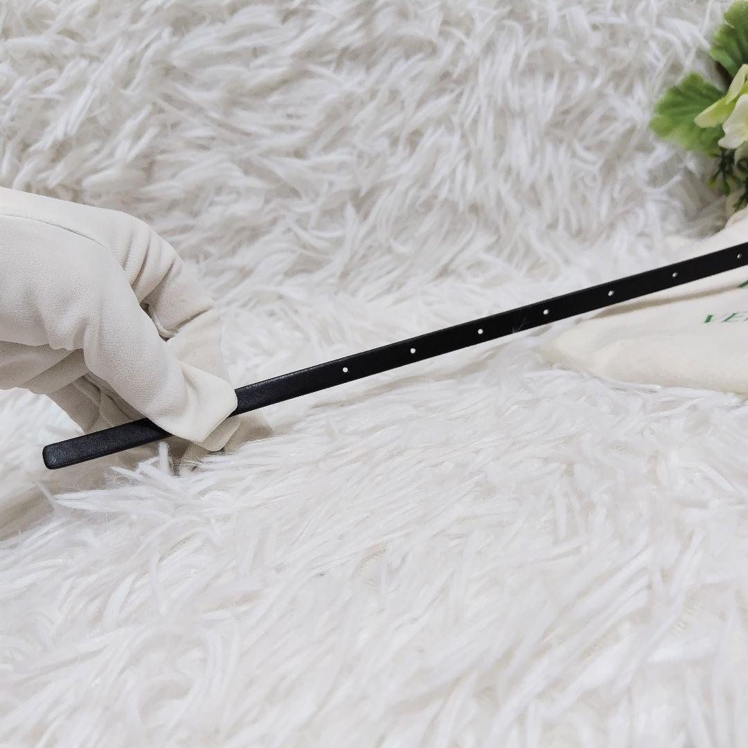 未使用級✨ボッテガ◇トライアングルナローベルト　細身黒レザーシルバー金具