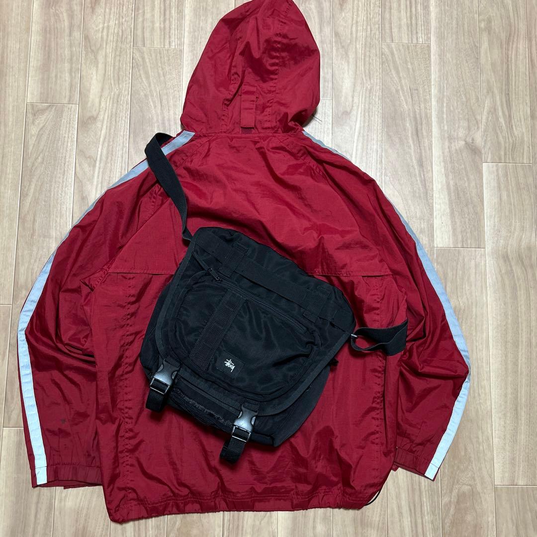 old stussy ステューシー　ブラック黒メッセンジャーバッグ　古着　y2k