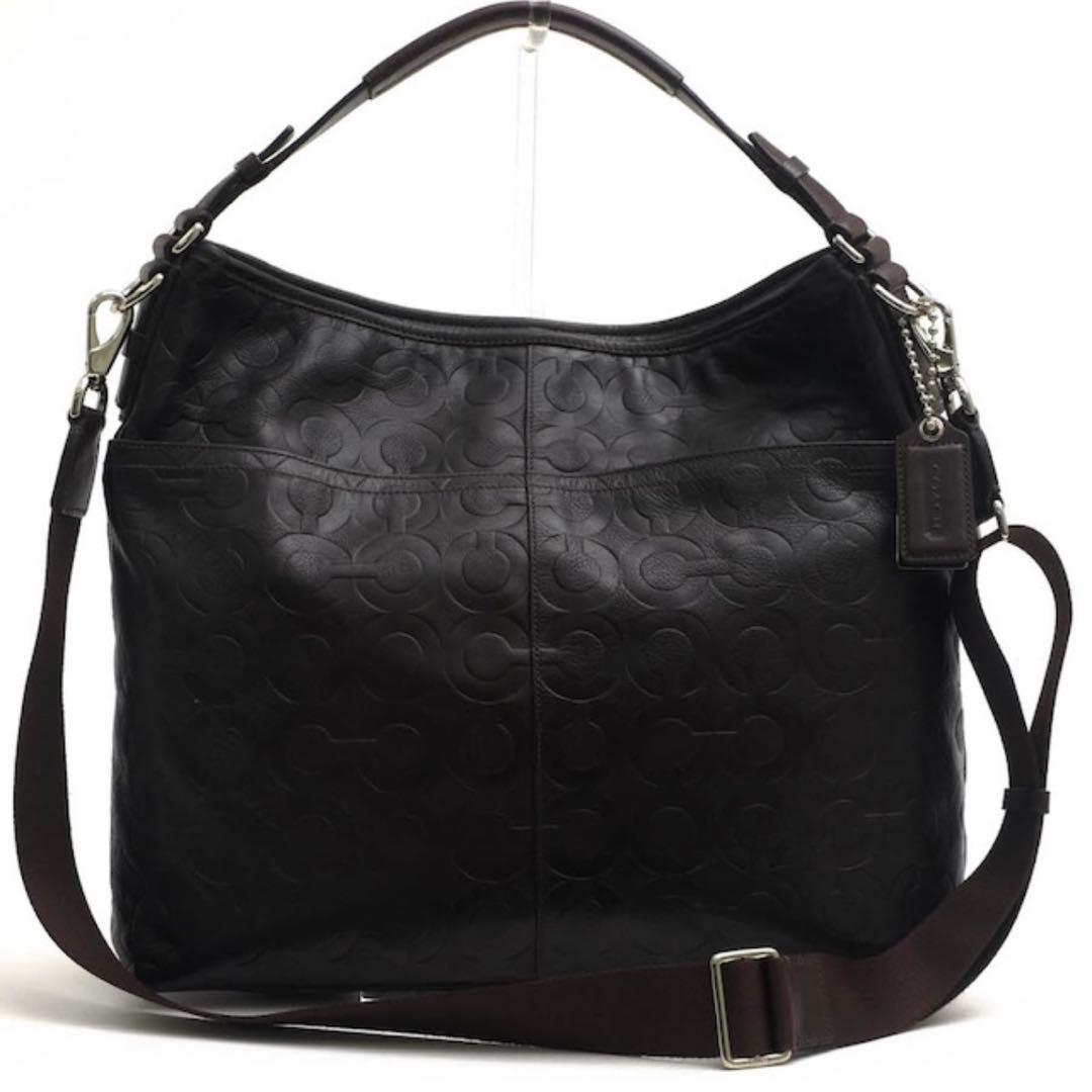 美品　COACH オプアート レザー ショルダーバッグ トートバッグ2way 黒