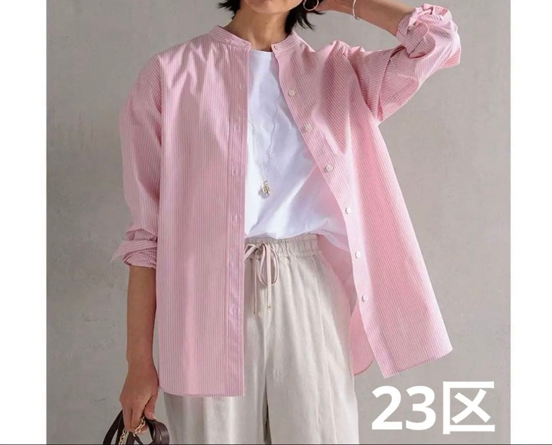23区 CANCLINI バンドカラーシャツ 2024SS ピンク 新品　M