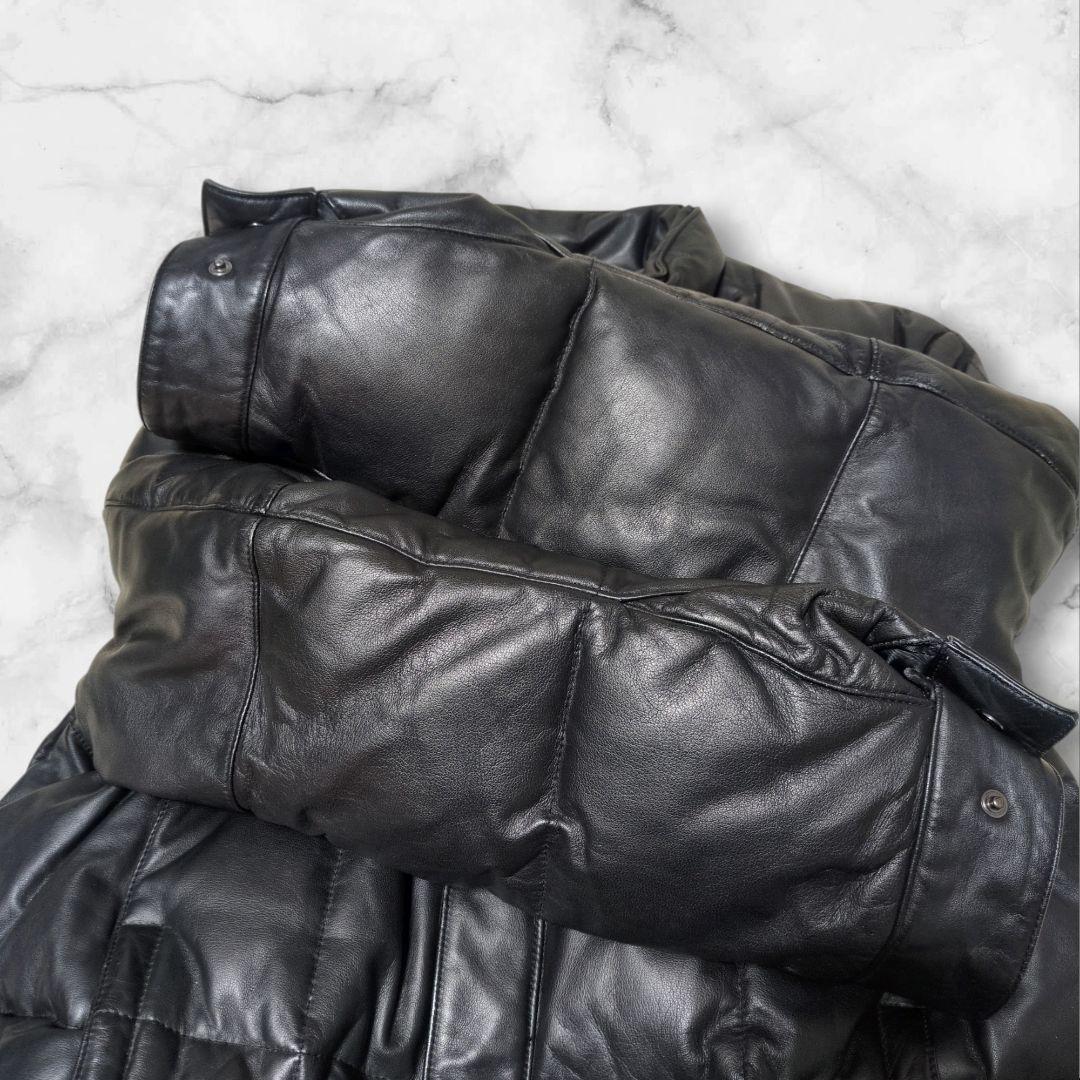 コムサデモードメン 馬革 ヌプシ 肉厚 ダウンジャケット 黒 ホースレザー