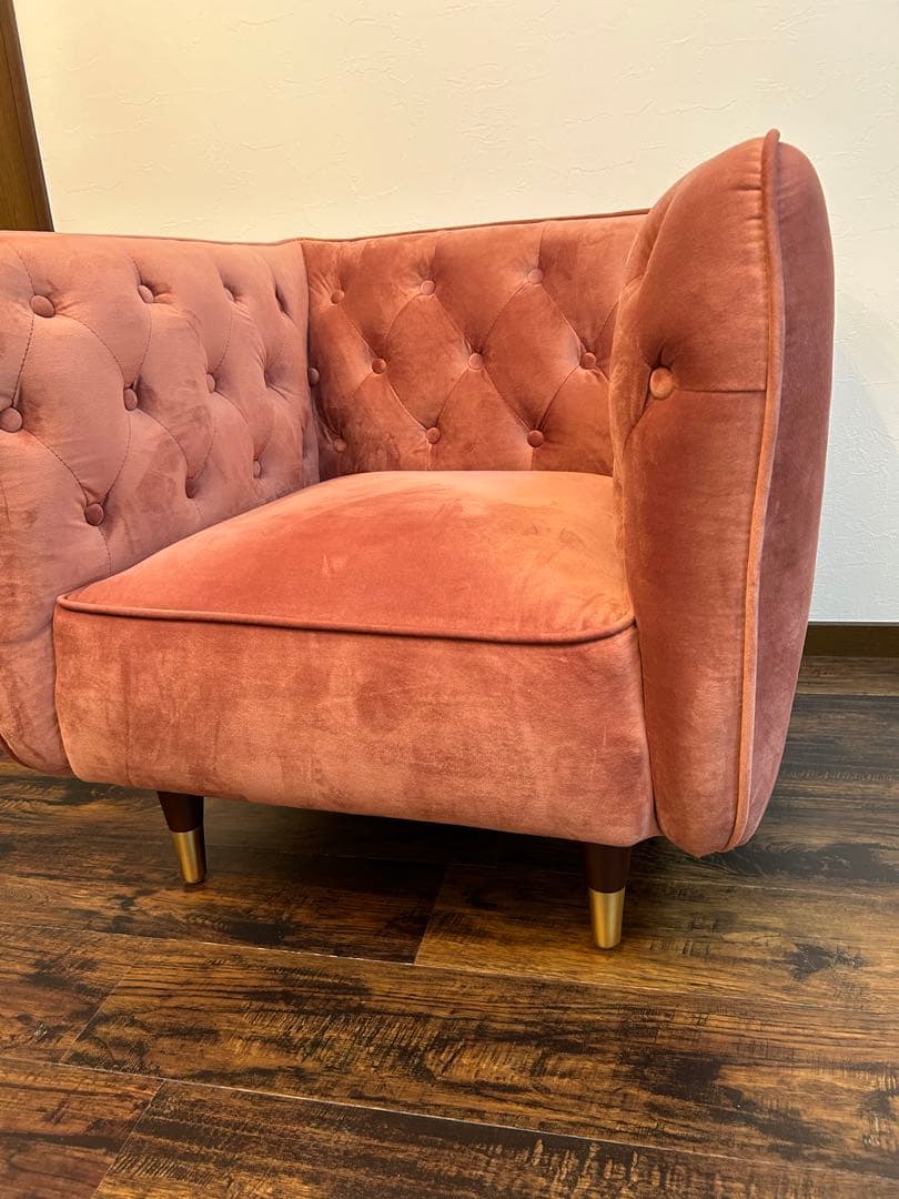 ソファ 大人可愛い1人掛けソファ コンパクト エレガント ベルベット調